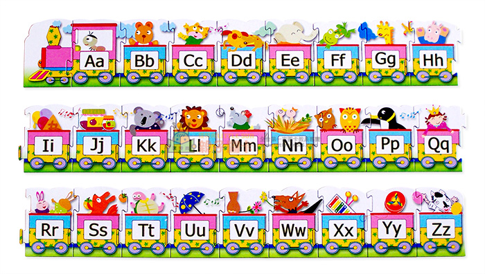幼兒火車地板大拼圖,拼圖小火車,幼兒學abc,幼兒學英文字母,拼拼樂,厚紙板拼圖,無底無框架,無背景
